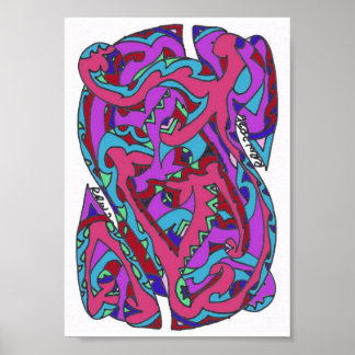 Affiche Belle art abstrait complexe chaud par RRW