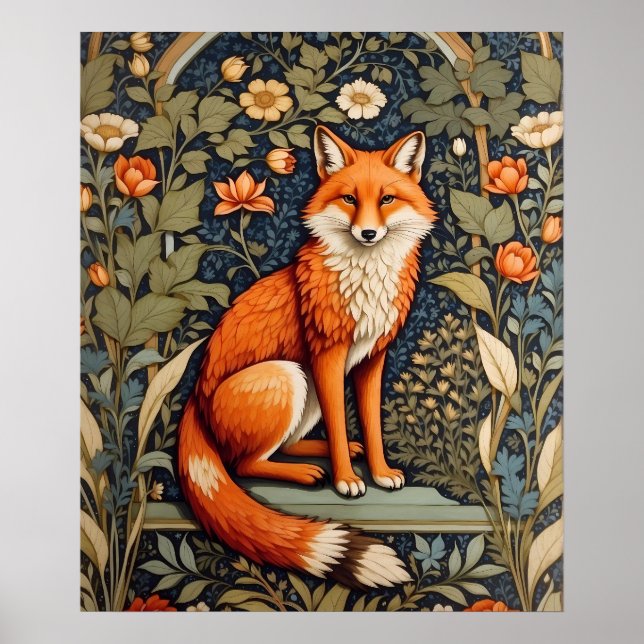 Affiche Belle assise Red Fox William Morris Inspiré (Devant)