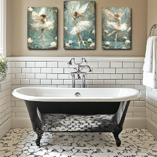 Affiche Belle Ballerina Fée Lily Pond Fleurs blanches