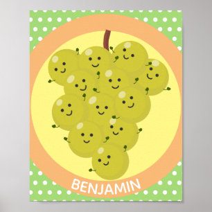 Affiche Belle bande de raisins amusante illustration