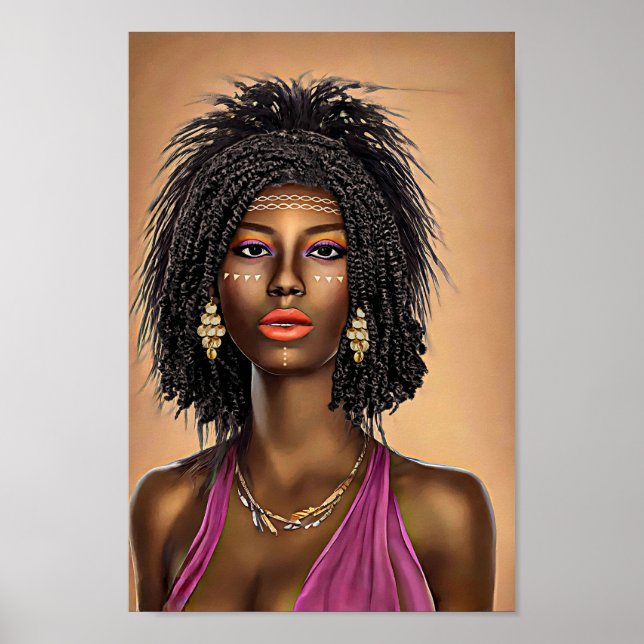 Affiche Belle Black African Princess Woman Art (Devant)