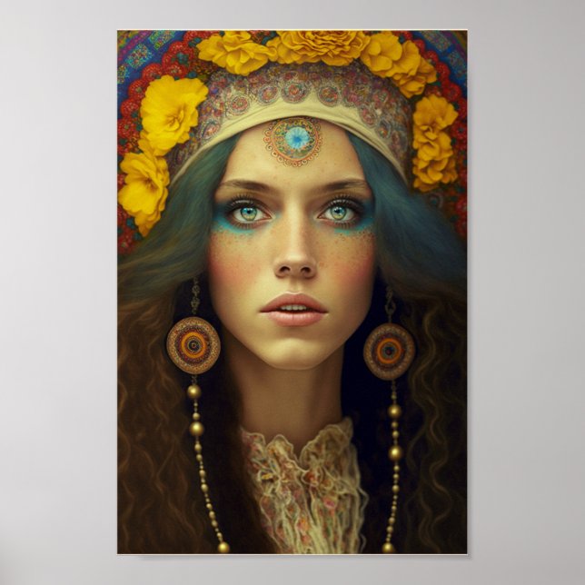 Affiche Belle Boho Hippie Femme (Devant)