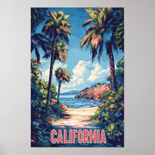 Affiche Belle Californie USA Illustration Travel