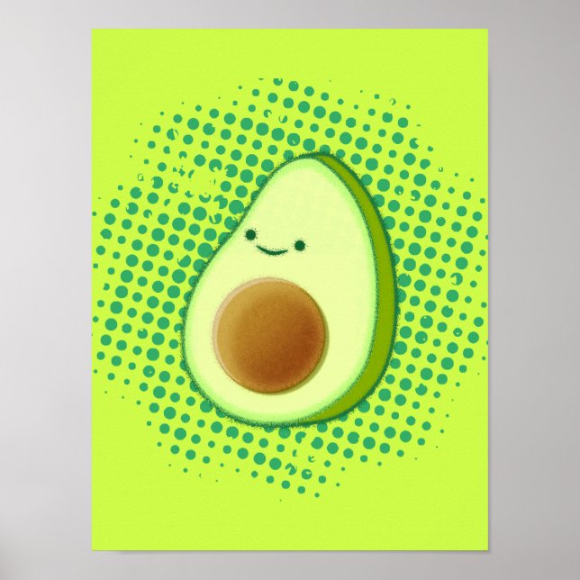 Affiche Belle Caricature Avocado Sur Un Vortex Vert Perdu (Devant)