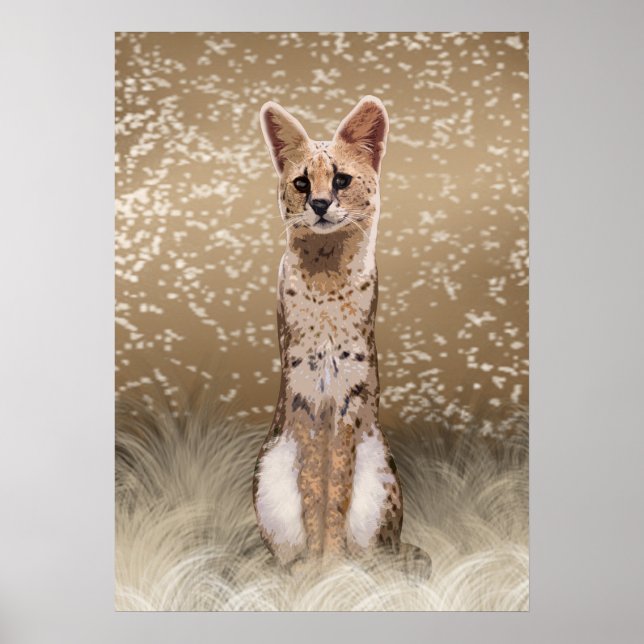 Affiche Belle Chat Serval Africain Sauvage (Devant)