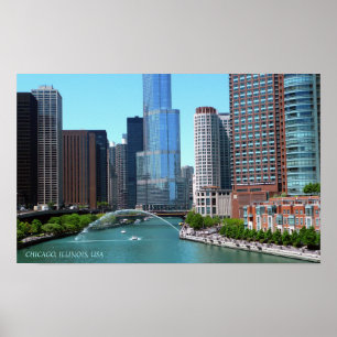 Affiche Belle Chicago Illinois Downtown River View
