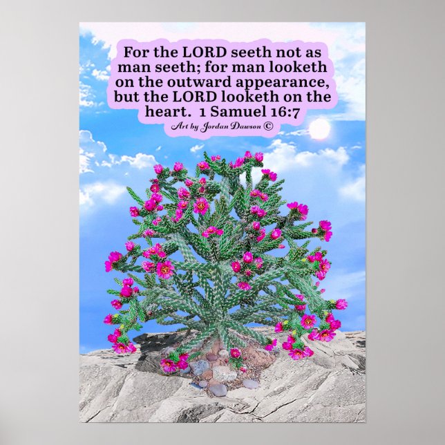 Affiche Belle Cholla Cactus Écriture 1 Samuel 16:7 (Devant)