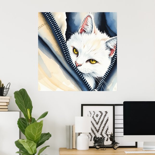 Affiche Belle collection de chats d'aquarelle moderne mign (Bureau à domicile)