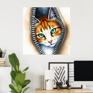 Affiche Belle Collection de chats en aquarelle tendance