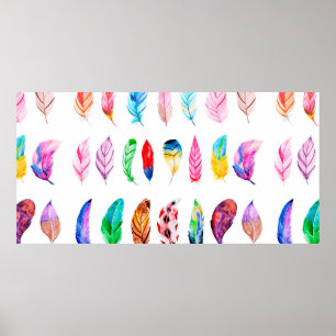 Affiche Belle collection de plume d'aquarelle