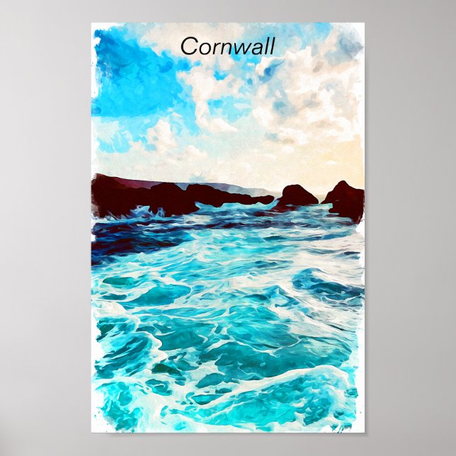 Affiche Belle Cornwall Angleterre Royaume-Uni Paysage côti (Devant)