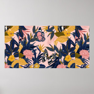 Affiche Belle couture artistique douce motif tropical