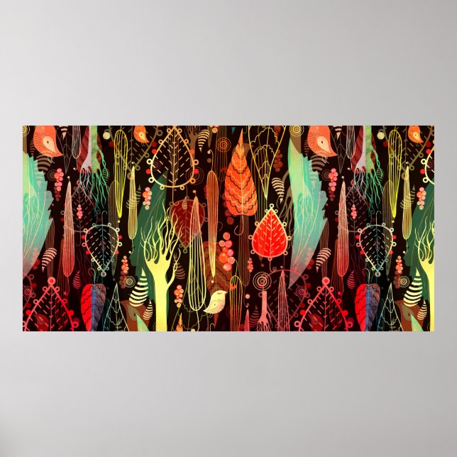 Affiche belle couture motif des feuilles d'automne et tr (Devant)