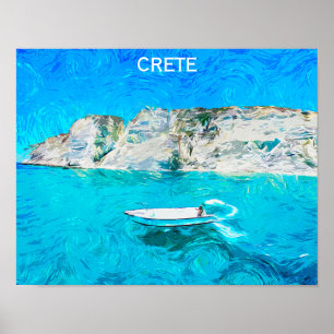 Affiche Belle Crète Grèce Ocean Peinture