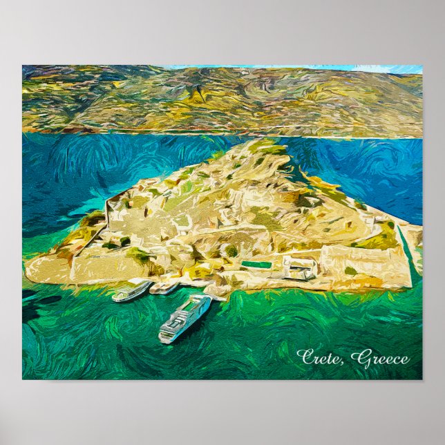 Affiche Belle Crète Grèce Paysage à l'huile (Devant)