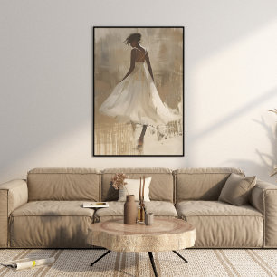 Affiche Belle Dame en Robe Blanche Art esthétique Mur