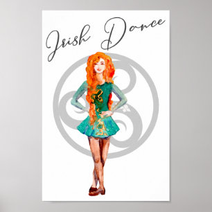 Affiche Belle Danse Irlandaise Danseuse Dur Chaussure Celt
