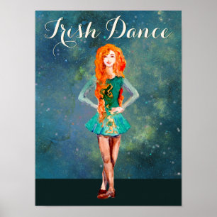 Affiche Belle Danse Irlandaise Danseuse Dur Chaussure Danc