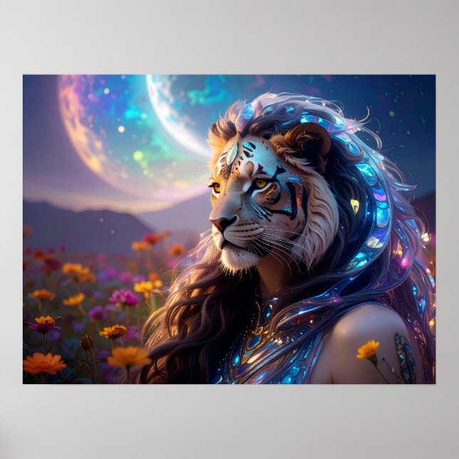 Affiche Belle Déesse Mythique du Tigre avec Saturne en Asc (Devant)