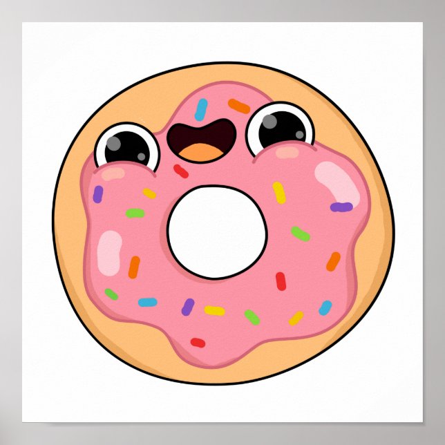 Affiche Belle Donut rose Kawaii (Devant)