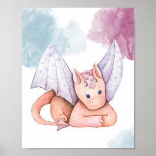 Affiche Belle dragon avec ailes violettes Afficher l'affic