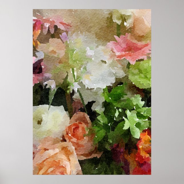 Affiche Belle Eau Florale Peach, Rose & Green (Devant)