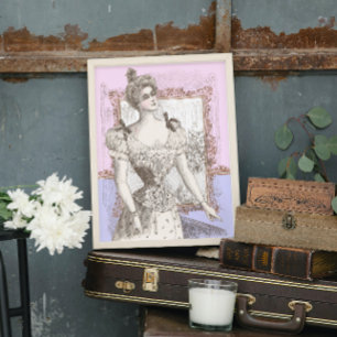 Affiche Belle Epoque Beauté Lacy Corset Dressing