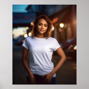 Affiche Belle et belle femme aux cheveux frisés modèle