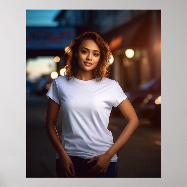 Affiche Belle et belle femme aux cheveux frisés modèle (Devant)