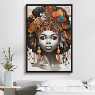 Affiche Belle femme africaine en coiffure traditionnelle