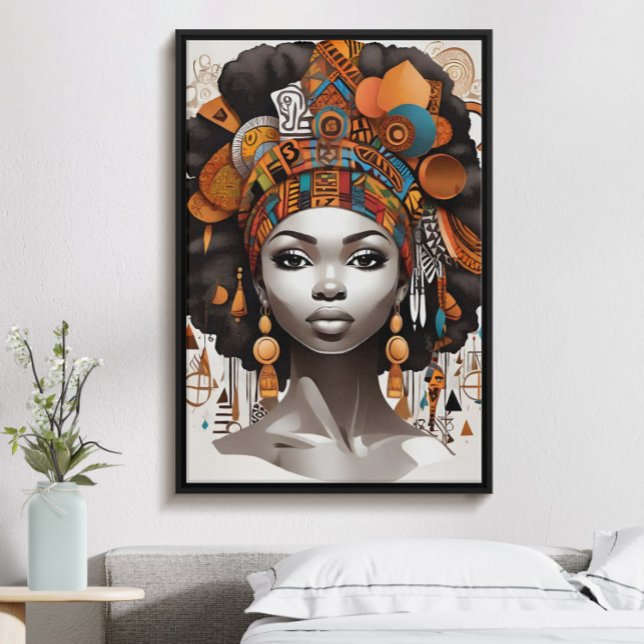 Affiche Belle femme africaine en coiffure traditionnelle (Créateur téléchargé)