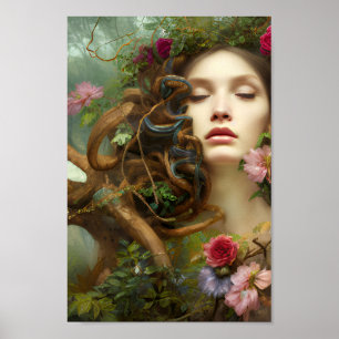 Affiche Belle femme dans la peinture colorée nature   4  