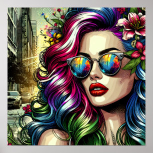 Affiche Belle femme dans la ville