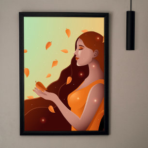 Affiche Belle Femme en représentation de l'Automne