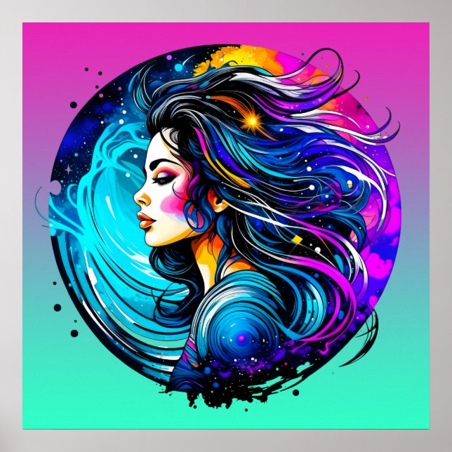 Affiche Belle Femme Ethérée N'Arrête Jamais De Rêver (Devant)