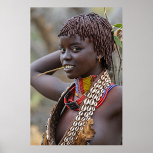 Affiche Belle femme éthiopienne de Omo Valley