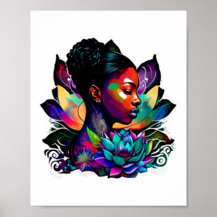 Affiche Belle femme noire afro-reine Art amusant mignon Lo
