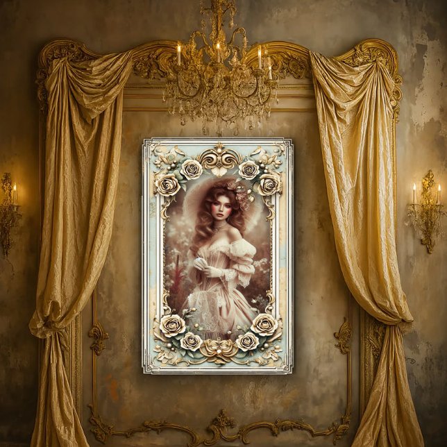 Affiche Belle femme rococo en plein champ (Créateur téléchargé)