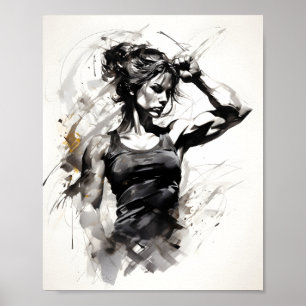 Affiche Belle Femme Sketch Portrait De Fitness Girl