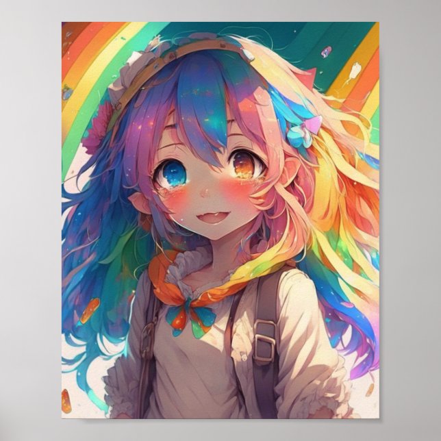 Affiche Belle Fille Anime Arc-en-Ciel (Devant)