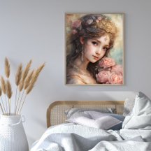 Belle Fille aux Roses Roses