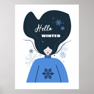Affiche Belle fille Bonjour hiver