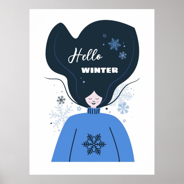 Affiche Belle fille Bonjour hiver (Devant)