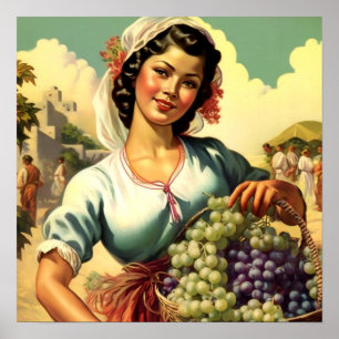 Affiche Belle fille de calendrier mexicaine lors des venda
