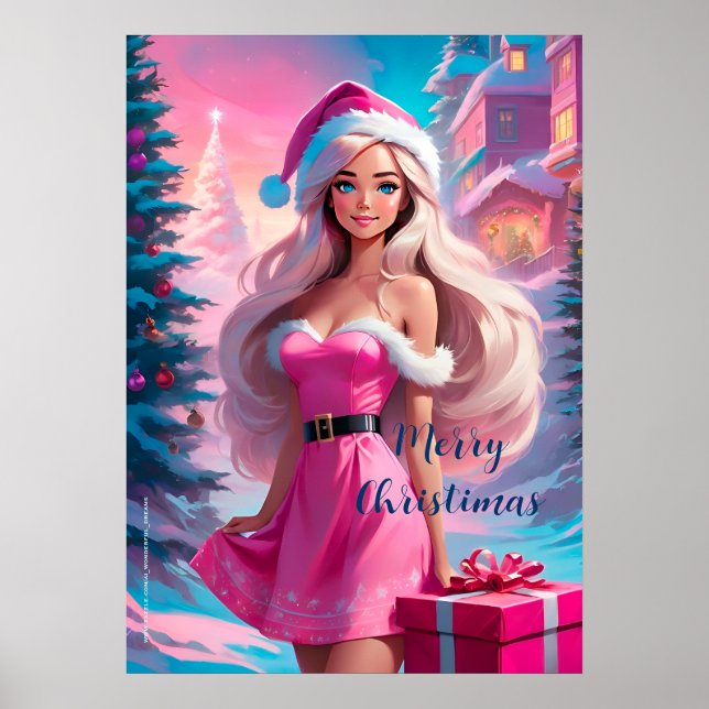 Affiche Belle Fille de Noël Rose 01 (Devant)