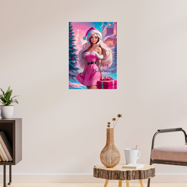 Affiche Belle Fille de Noël Rose 01 (Salon 3)