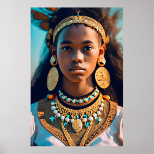 Affiche belle fille noire d'origine orientale