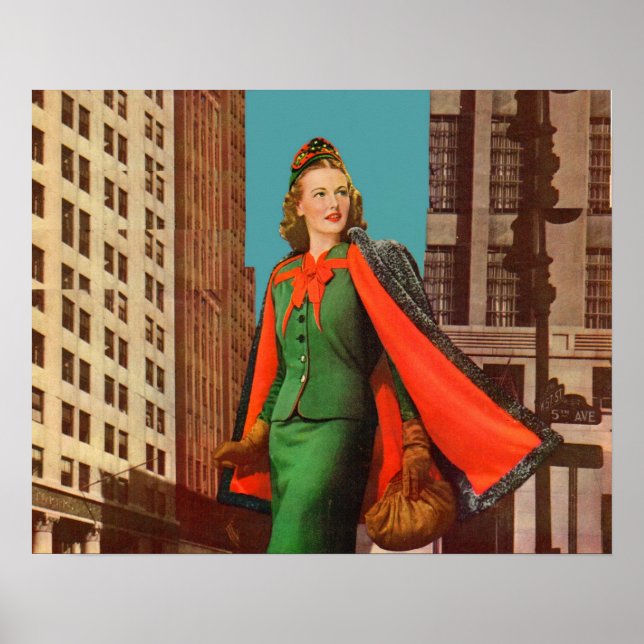 Affiche belle fille uptown des années 1940 (Devant)