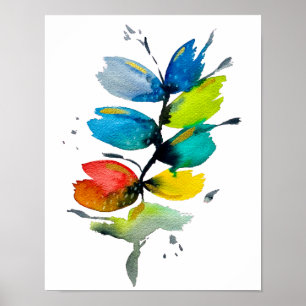 Affiche Belle fleur d'aquarelle florale florale flottante