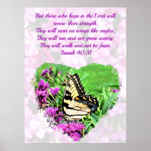 AFFICHE BELLE FLORALE ET BOUTTERFLY ISAIAH 40:31 VERSE